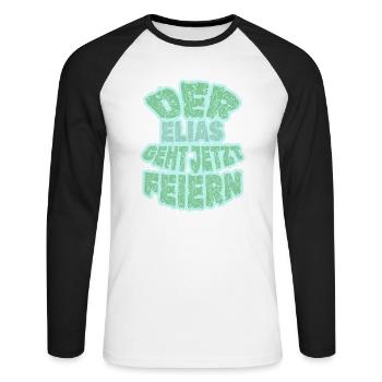 Élie Élie - T-shirt baseball manches longues Homme - blanc/noir - Devant - Nik (191cm)