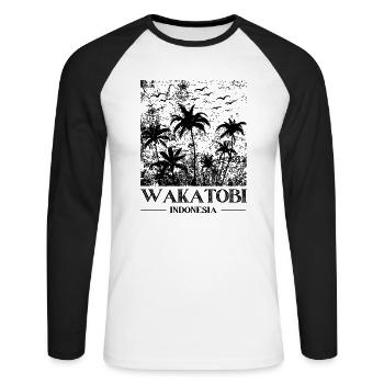 Wakatobi Indonesia - Unisex Long Sleeve Baseball T-Shirt - white/black - Front - Nik (191cm)