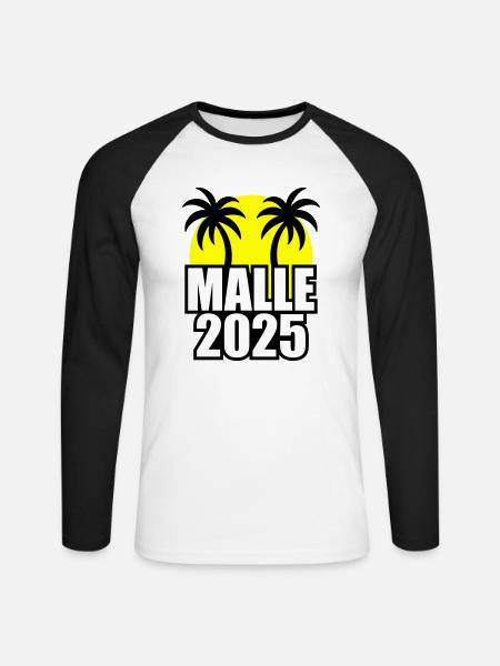 Malle 2025 - Unisex Baseballshirt langarm - Weiß/Schwarz