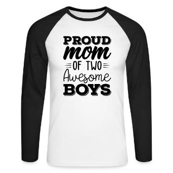 Fière maman de deux garçons géniaux - T-shirt baseball manches longues Homme - blanc/noir - Devant - Nik (191cm)