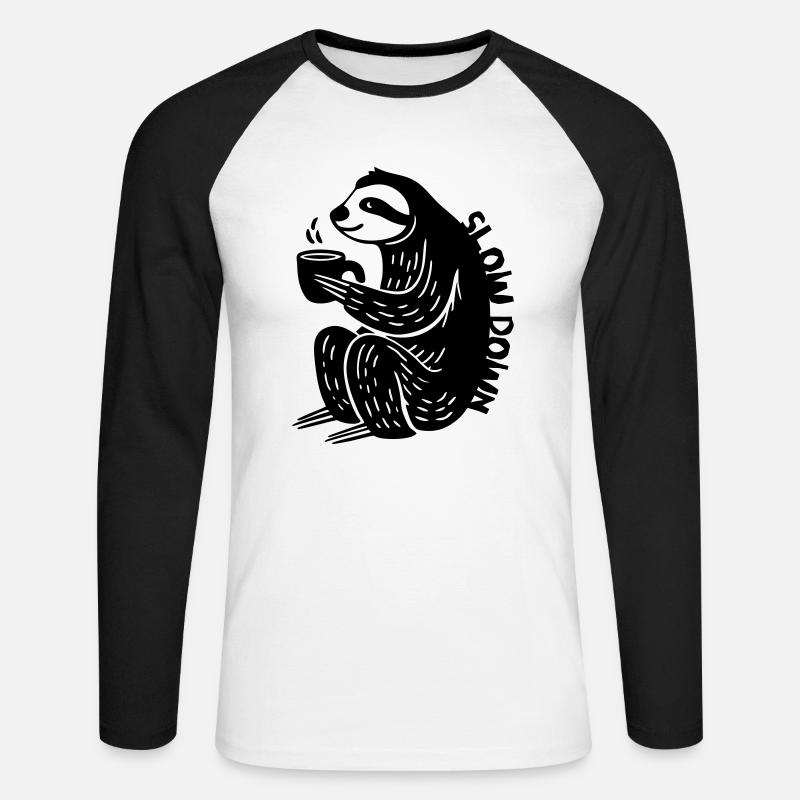 Slow Down - Unisex Baseballshirt langarm - Weiß/Schwarz