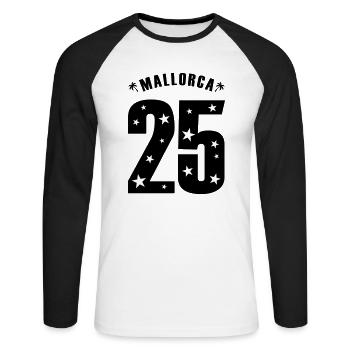 Mallorca 25 -Trikot 2025 - Unisex Baseballshirt langarm - Weiß/Schwarz - Vorne - Nik (191cm)