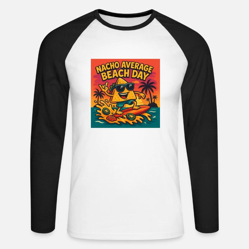 Nacho Average Beach Day Design - Unisex Baseballshirt langarm - Weiß/Schwarz