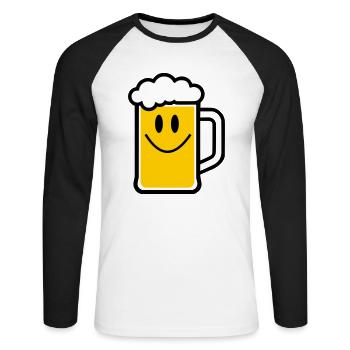 Bier-Gesicht - Unisex Baseballshirt langarm - Weiß/Schwarz - Vorne - Nik (191cm)