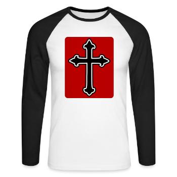 Symbole de la croix - T-shirt baseball manches longues Homme - blanc/noir - Devant - Nik (191cm)