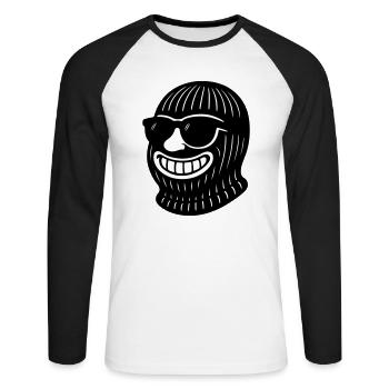 Bandit Gangster Ski Mask - Unisex Long Sleeve Baseball T-Shirt - white/black - Front - Nik (191cm)