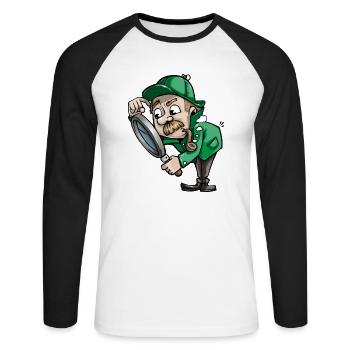 detective detektiv private eye investigator2 - Unisex Baseballshirt langarm - Weiß/Schwarz - Vorne - Nik (191cm)