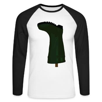 Gummistiefel am Zaunpfahl ist stiller Protest - Unisex Baseballshirt langarm - Weiß/Schwarz - Vorne - Nik (191cm)