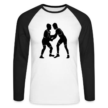 Ringen - Unisex Baseballshirt langarm - Weiß/Schwarz - Vorne - Nik (191cm)
