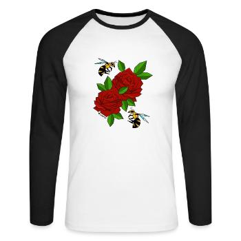 ROSE BEE - T-shirt baseball manches longues Homme - blanc/noir - Devant - Nik (191cm)