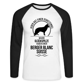 BERGER BLANC SUISSE Guardian Angel Wilsigns - Unisex Long Sleeve Baseball T-Shirt - white/black - Front - Nik (191cm)