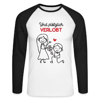 Antrag Zur Verlobung Und Plötzlich Verlobt Heirat - Unisex Baseballshirt langarm - Weiß/Schwarz - Vorne - Nik (191cm)