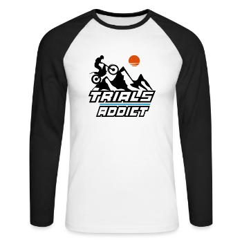 trials addict - Unisex Baseballshirt langarm - Weiß/Schwarz - Vorne - Nik (191cm)