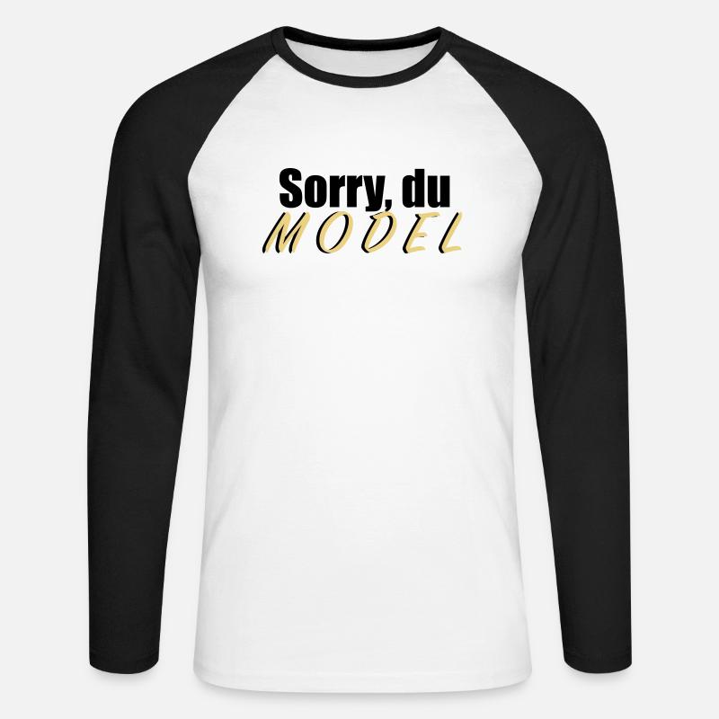 Sorry du Model - Unisex Baseballshirt langarm - Weiß/Schwarz