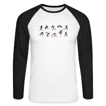 Decathlon, Track and Field - T-shirt baseball manches longues Homme - blanc/noir - Devant - Nik (191cm)