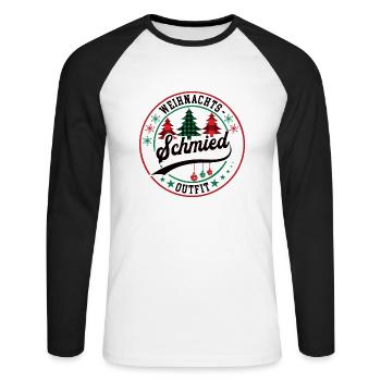 Schmied Weihnachten XMAS Schmiede Metallbauer - Unisex Baseballshirt langarm - Weiß/Schwarz - Vorne - Nik (191cm)