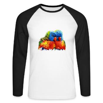 parrot - Unisex Long Sleeve Baseball T-Shirt - white/black - Front - Nik (191cm)