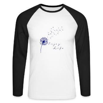 Enjoy Life Dandelion Dandelion Ease - Unisex Long Sleeve Baseball T-Shirt - white/black - Front - Nik (191cm)