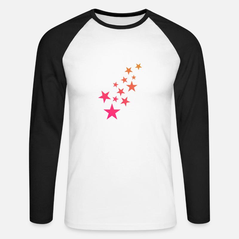 Stern Sternchen Muster Dekoration - Unisex Baseballshirt langarm - Weiß/Schwarz