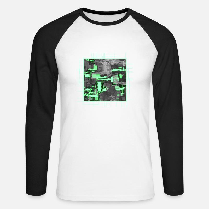 Scheda madre stilizzata verde - Maglia da baseball a manica lunga da uomo - bianco/nero