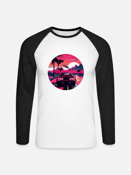 Retrowave Synthwave 80s Design - Unisex Baseballshirt langarm - Weiß/Schwarz