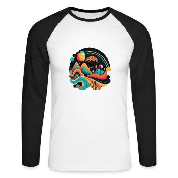 RETRO - Unisex Baseballshirt langarm - Weiß/Schwarz - Vorne - Nik (191cm)