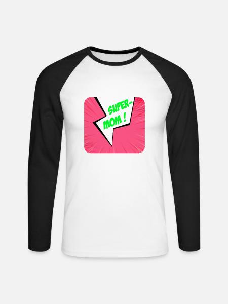 Supermom, Superheldin. Beste Mama. Comicbuch. - Unisex Baseballshirt langarm - Weiß/Schwarz