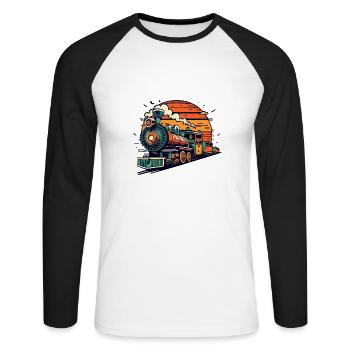 Zugreise - Unisex Baseballshirt langarm - Weiß/Schwarz - Vorne - Nik (191cm)