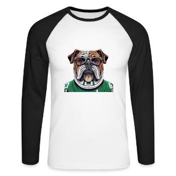 Bulldogge - Unisex Baseballshirt langarm - Weiß/Schwarz - Vorne - Nik (191cm)