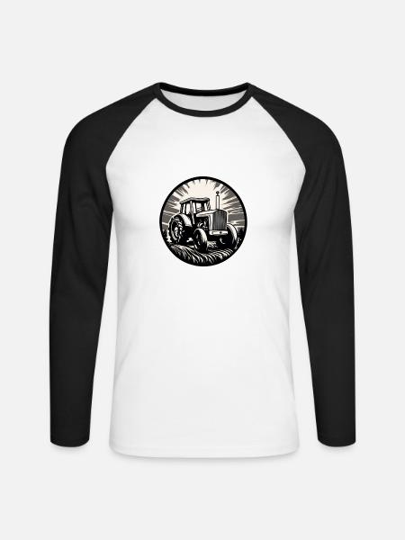 Traktor / Landwirtschaft / Bauer / Feldarbeit - Unisex Baseballshirt langarm - Weiß/Schwarz