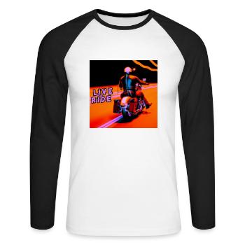 Rider and motorcycle rear view - modern outline - Unisex Long Sleeve Baseball T-Shirt - white/black - Front - Nik (191cm)