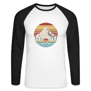 L’aventure vous attend - T-shirt baseball manches longues Homme - blanc/noir - Devant - Nik (191cm)