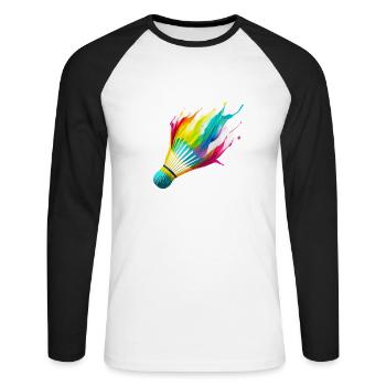 Badminton - Unisex Baseballshirt langarm - Weiß/Schwarz - Vorne - Nik (191cm)