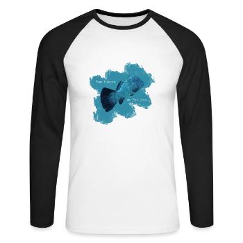 J'peux pas, j'ai plongée sur à Port Cros. - T-shirt baseball manches longues Homme - blanc/noir - Devant - Nik (191cm)