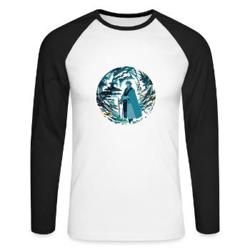 Anime / Bande dessinée / Japonais / Dessin animé / Dessin animé - T-shirt baseball manches longues Homme - blanc/noir - Devant - Nik (191cm)