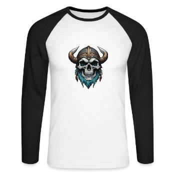 Wikinger / Thor / Odin / nordisch / _keltisch - Unisex Baseballshirt langarm - Weiß/Schwarz - Vorne - Nik (191cm)