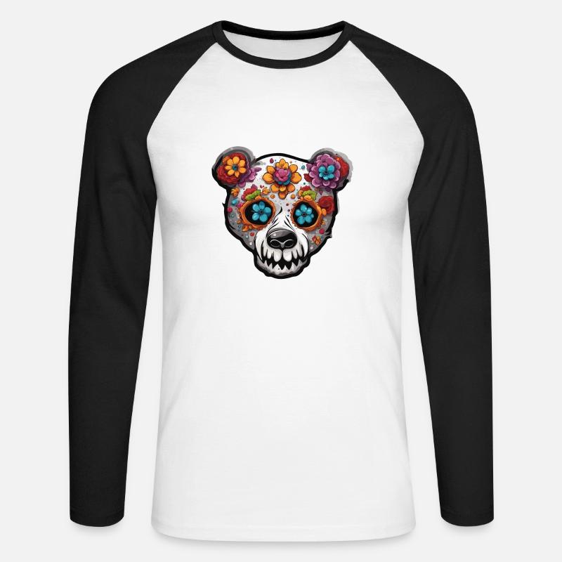 Teddybär / Kuscheltier / Stofftier / Geschenkidee - Unisex Baseballshirt langarm - Weiß/Schwarz