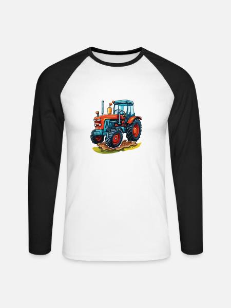 Traktor / Landwirtschaft / Bauer / Feldarbeit - Unisex Baseballshirt langarm - Weiß/Schwarz