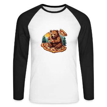Pizza / Fast Food / Italienisch / Margherita - Unisex Baseballshirt langarm - Weiß/Schwarz - Vorne - Nik (191cm)