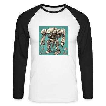 Blueprint / Sepia / Vintage / Retro / Robot - Unisex Long Sleeve Baseball T-Shirt - white/black - Front - Nik (191cm)