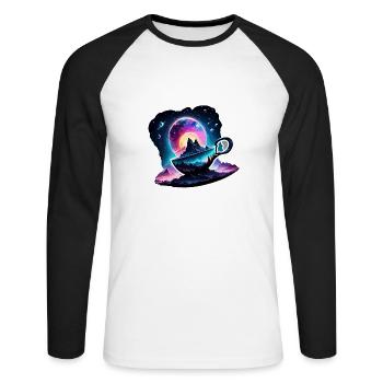 Silhouette / Forêt / Portrait / Arbres / Mug - T-shirt baseball manches longues Homme - blanc/noir - Devant - Nik (191cm)