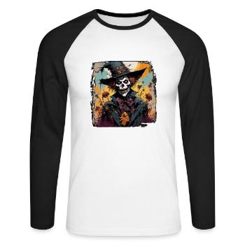 Scarecrow / Harvest Worker / Corn Field / Field - Unisex Long Sleeve Baseball T-Shirt - white/black - Front - Nik (191cm)