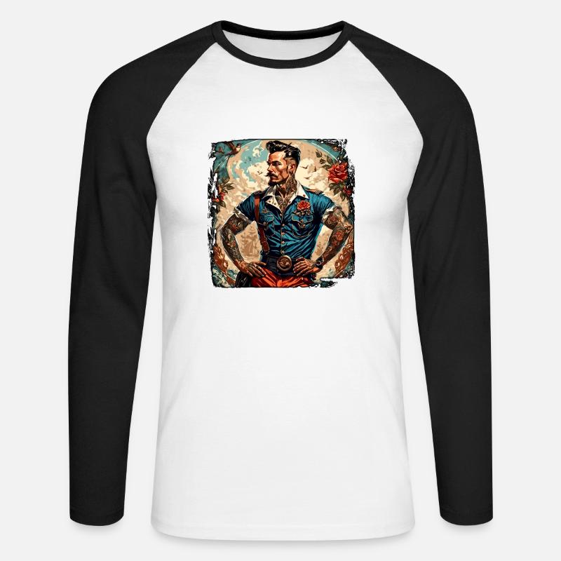 Matrose / Schiffsbesatzung / Decksmann / Anker - Unisex Baseballshirt langarm - Weiß/Schwarz