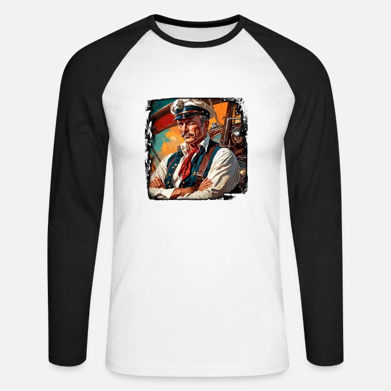 Matrose / Schiffsbesatzung / Decksmann / Anker - Unisex Baseballshirt langarm - Weiß/Schwarz