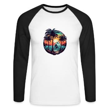 Beach / Island / Vacation / Summer / Sun / Sea - Unisex Long Sleeve Baseball T-Shirt - white/black - Front - Nik (191cm)