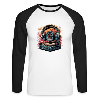Headphones / Audio / Music / Sound / Cool - Unisex Long Sleeve Baseball T-Shirt - white/black - Front - Nik (191cm)