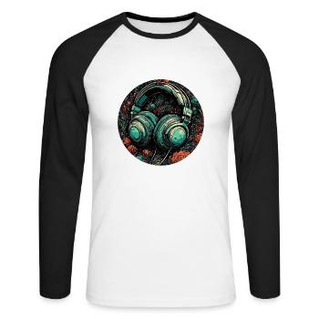 Headphones / Audio / Music / Sound / Cool - Unisex Long Sleeve Baseball T-Shirt - white/black - Front - Nik (191cm)