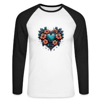 Heart / Mother's Day / Love / Holidays / Love - Unisex Long Sleeve Baseball T-Shirt - white/black - Front - Nik (191cm)