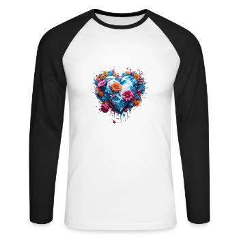 Heart / Mother's Day / Love / Holidays / Love - Unisex Long Sleeve Baseball T-Shirt - white/black - Front - Nik (191cm)