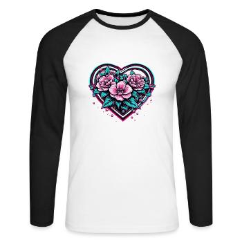 Heart / Mother's Day / Love / Holidays / Love - Unisex Long Sleeve Baseball T-Shirt - white/black - Front - Nik (191cm)